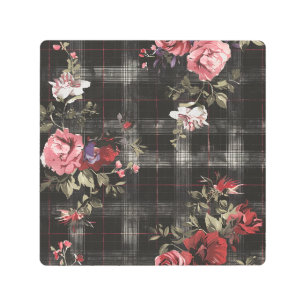 Impresión En Metal Roses rojas de plástico negro