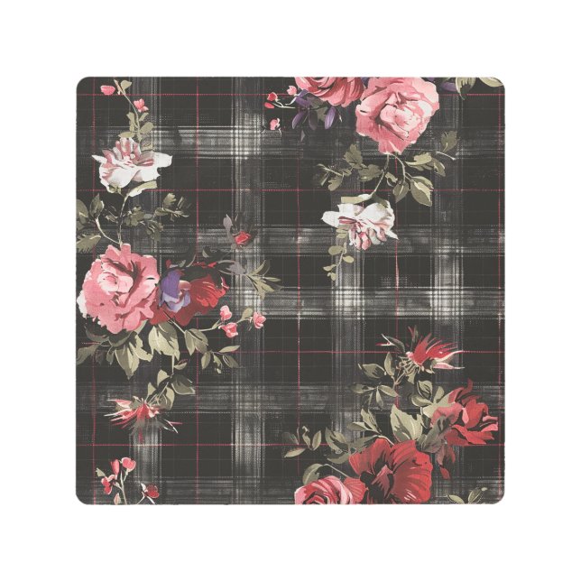 Impresión En Metal Roses rojas de plástico negro (Anverso)