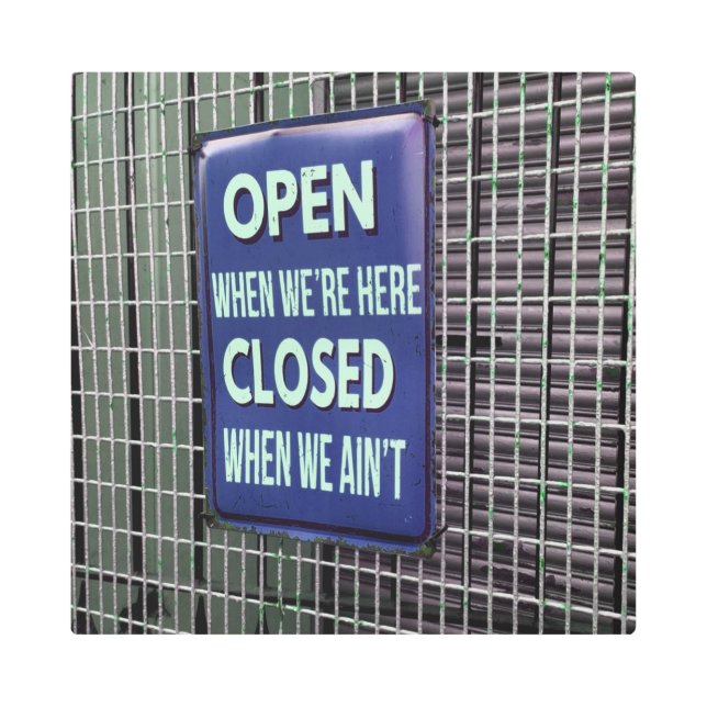 Impresión En Metal Rótulo abierto gracioso, Rótulo cerrado gracioso (Anverso)