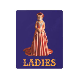 Impresión En Metal Rótulo de baño femenino con tabby Metalizado