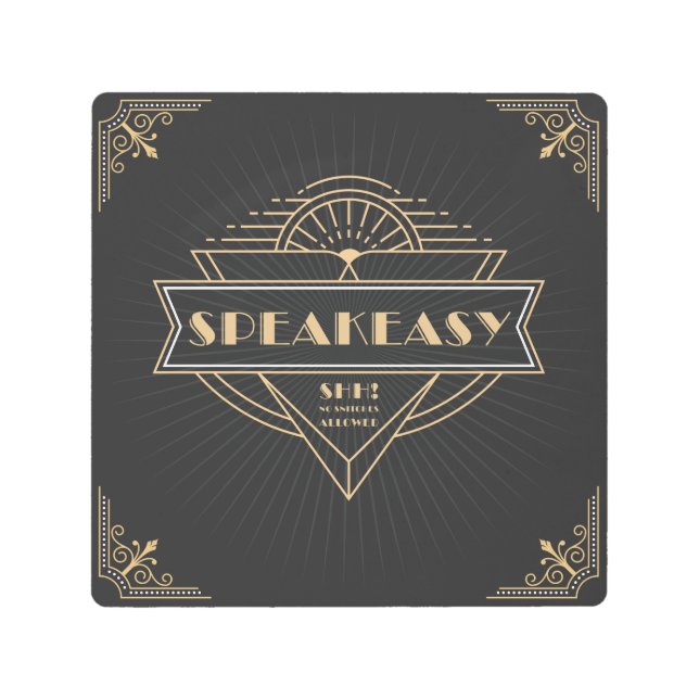 Impresión En Metal Rótulo de Flapper en estilo Art Déco (Anverso)