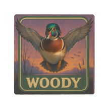 Rótulo de pato de madera