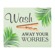 Rótulo divertido tropical verde del lavadero