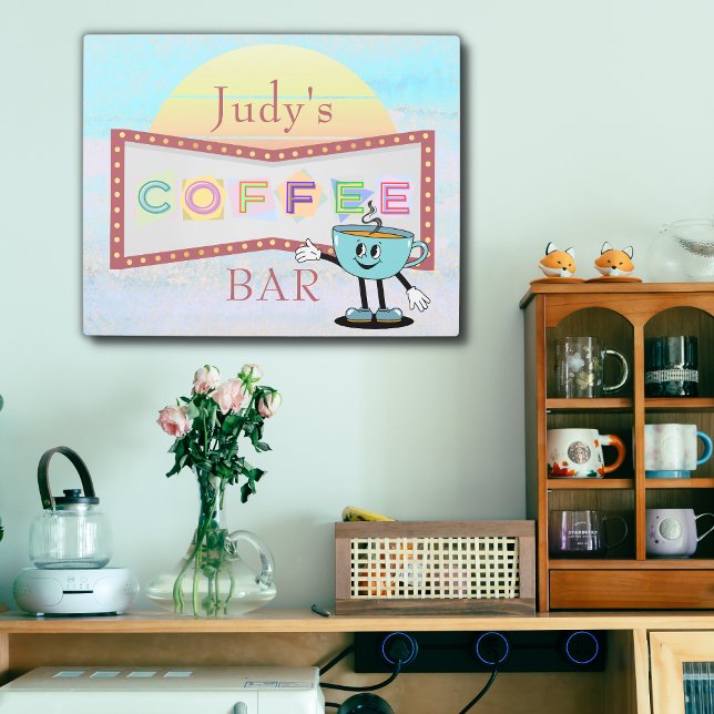 Impresión En Metal Rótulo Metalizado de 20"x16" Retro Coffee Bar pers (Subido por el creador)