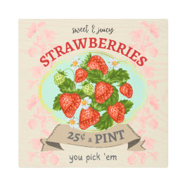 Impresión En Metal Rótulo Metalizado de fresa inspirado por la cosech