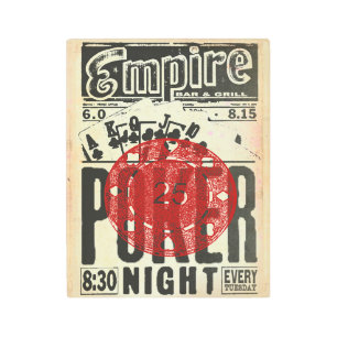 Impresión En Metal Rótulo Metalizado de la noche del póquer