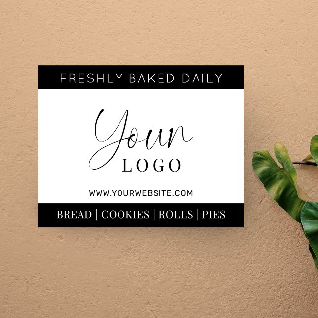 Impresión En Metal Rótulo Metalizado de la tienda de carritos con log (Minimalist black and white business metal wall sign with your logo and custom text)