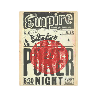 Impresión En Metal Rótulo Metalizado nocturno de póquer