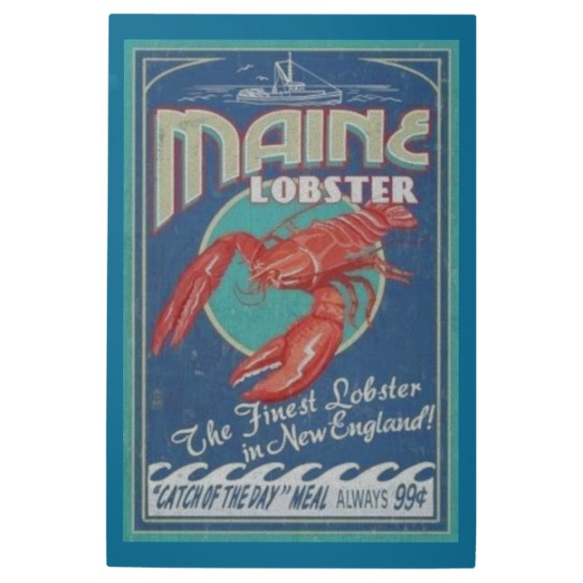 Impresión En Metal Rótulo Metalizado Vintage Lobster (Anverso)