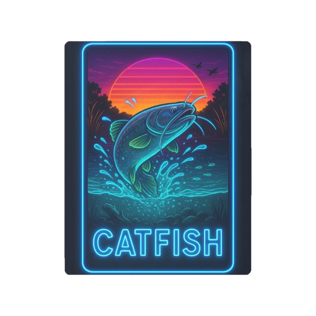 Impresión En Metal Rótulo Neon Catfish (Anverso)
