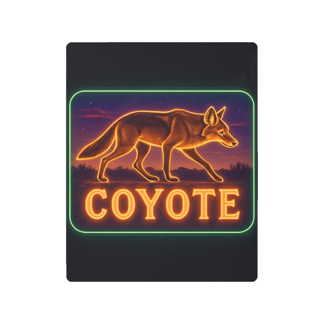 Impresión En Metal Rótulo Neon Coyote (Anverso)