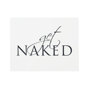 Impresión En Metal Rótulo tipográfico de baño negro y blanco divertid