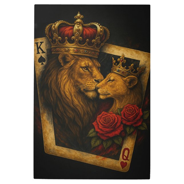 Impresión En Metal Royal Lions — Majestic King & Queen Artwork (Anverso)