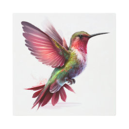 Impresión En Metal Ruby Throat Hummingbird En Vuelo Completo