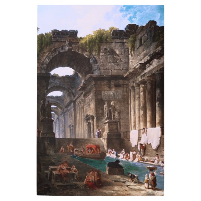 Impresión En Metal Ruinas De Un Baño Romano Con Mujeres De Guerra (Anverso)