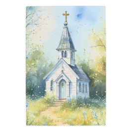 Impresión En Metal Rustic Church Path in Wildflower Meadow