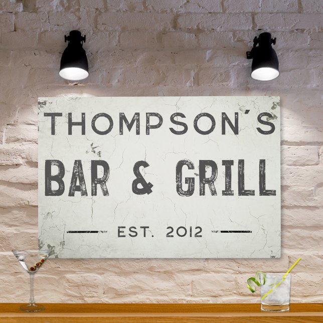 Impresión En Metal Rustic Modern Industrial Farmhouse Bar (Rustic Industrial Farmhouse Bar Metal Wall Art)