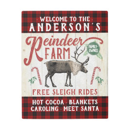 Impresión En Metal Rústica granja de renos nombre personalizado de gr
