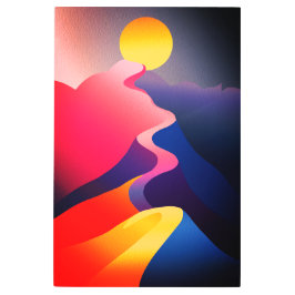 Impresión En Metal Ruta al Sol - Vibrante montaña abstracta