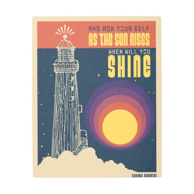 Impresión En Metal sabiduría inspiradora cita estilo espacio retro (Anverso)