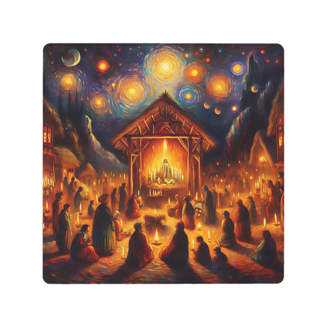 Impresión En Metal Sacred Fire Beneath the Starry Night (Anverso)