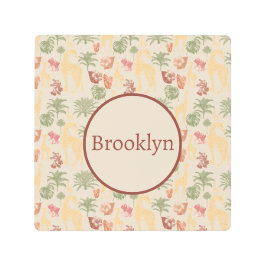 Impresión En Metal Safari Giraffe y Nursera Floral