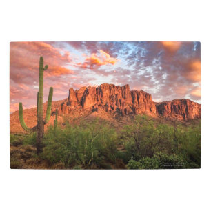 Impresión En Metal Saguaro Cactus Superstition Mountain Sunset 30x20
