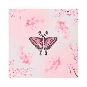 Impresión En Metal Sakura Bliss, polilla rosada, fondo sakura