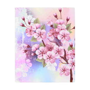 Impresión En Metal Sakura rosa sobre fondo de pintura