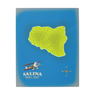 Impresión En Metal Salina, mapa de viajes de Sicilia