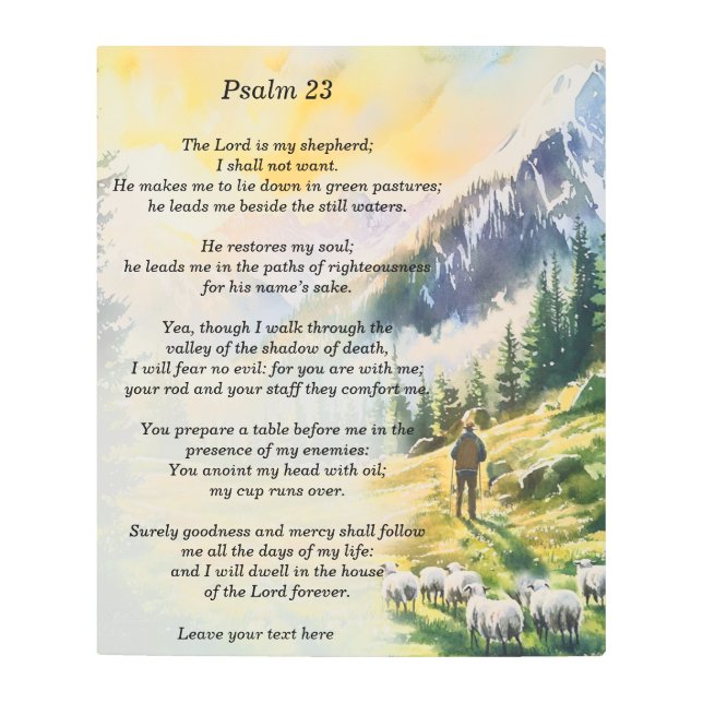 Impresión En Metal Salmo Personalizado 23 Con Imágenes Pastoras (Anverso)