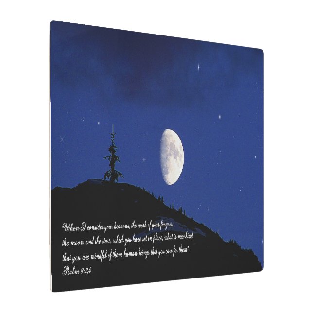 Impresión En Metal Salmos 8:3,4 Escritura Inspiradora (Angulado)