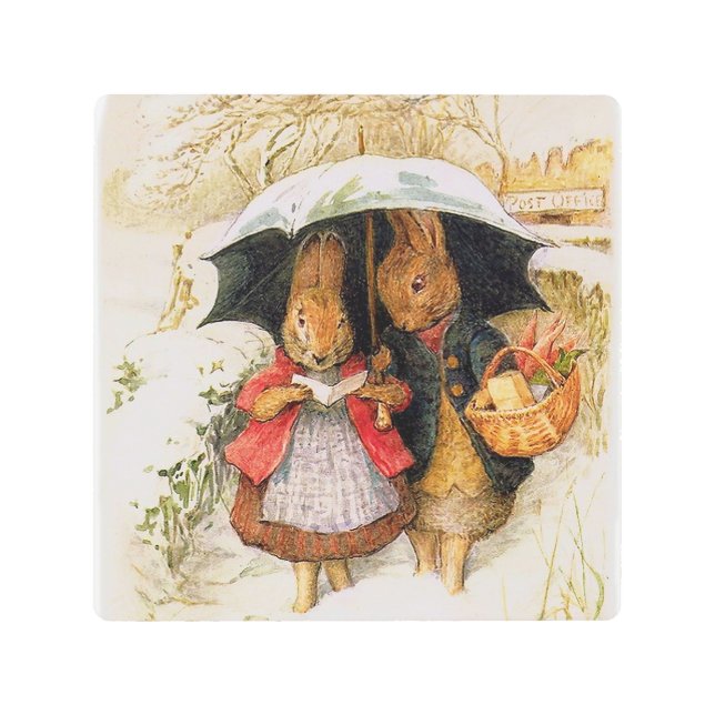 Impresión En Metal "Saludos de Navidad" por Beatrix Potter (Anverso)