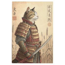 Impresión En Metal Samurai Cat Warrior: Traditional Armor Art