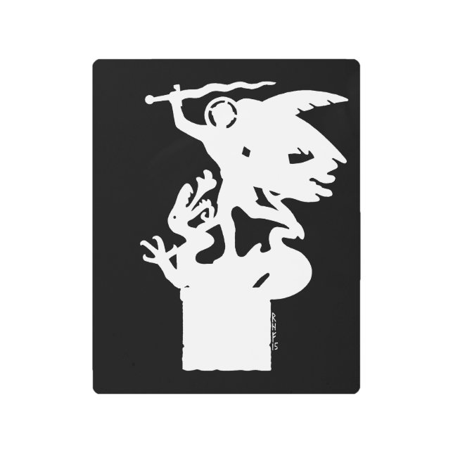 Impresión En Metal San Miguel y Dragón (en blanco) (Anverso)