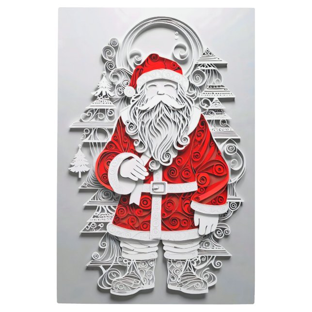 Impresión En Metal Santa Claus Papercut (Anverso)