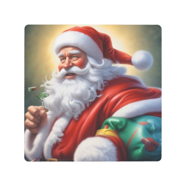 Impresión En Metal Santa Cláusula Feliz Navidad Feliz Año Nuevo (Anverso)
