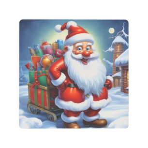 Impresión En Metal Santa Cláusula Feliz Navidad Feliz Año Nuevo