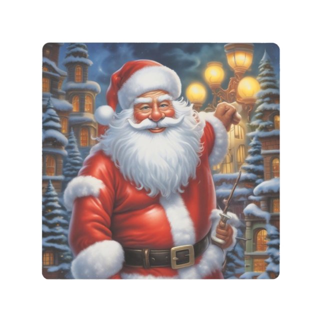 Impresión En Metal Santa Cláusula Feliz Navidad Feliz Año Nuevo (Anverso)