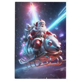Impresión En Metal Santa in Space | Futuristic Christmas Art