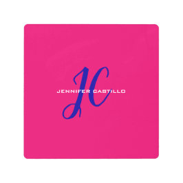 Impresión En Metal Script de caligrafía profesional Monograma Girly