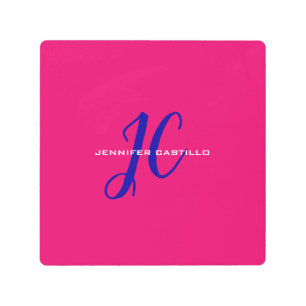 Impresión En Metal Script de caligrafía profesional Monograma Girly