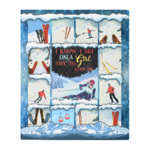 Impresión En Metal Sé Que Esquio Como Un Chica Intenta Mantenerse En 