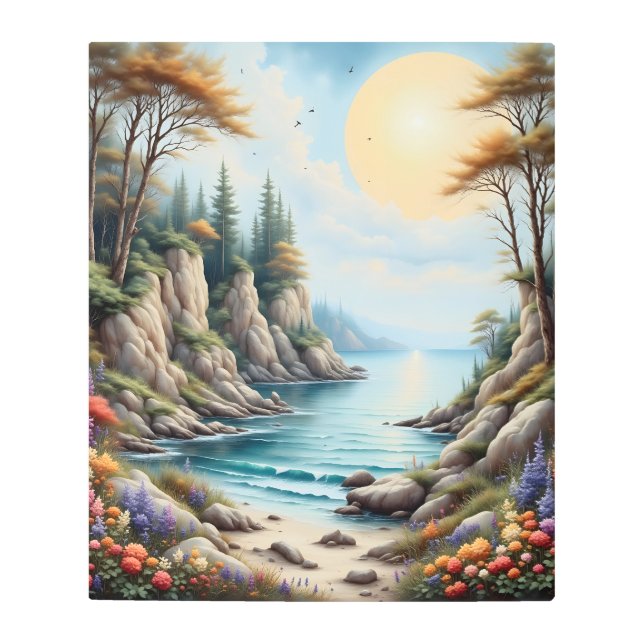 Impresión En Metal Sea Scenic with Cliffs and Boulders (Anverso)