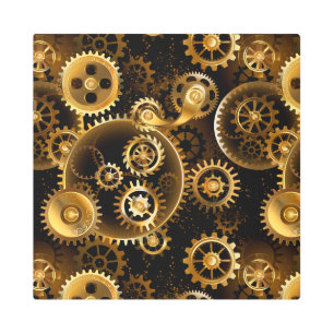 Impresión En Metal Seamless Steampunk Brass Gears