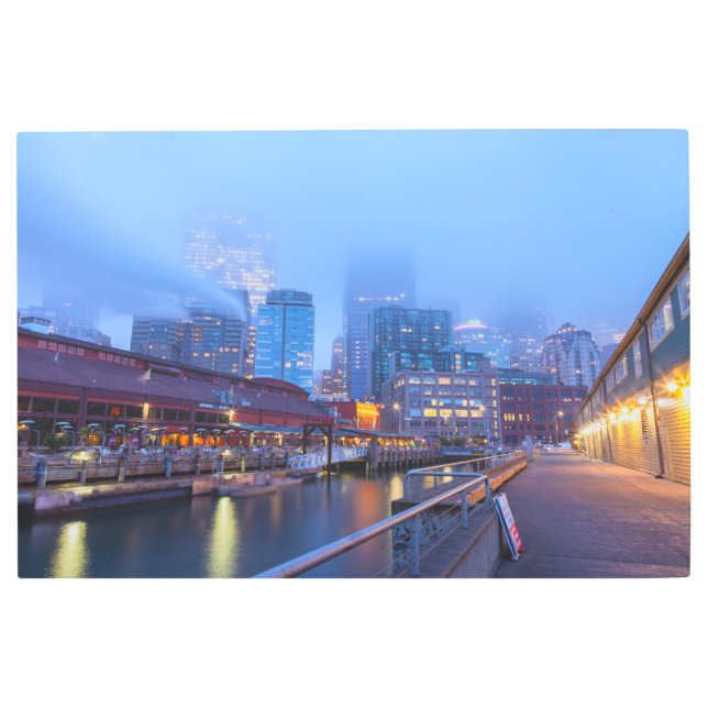 Impresión En Metal Seattle en la mañana de la niebla (Anverso)