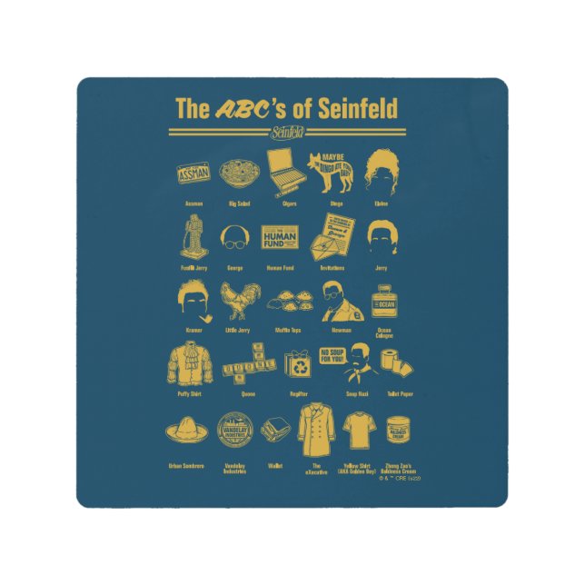 Impresión En Metal Seinfeld | La ABC de Seinfeld Infographic (Anverso)