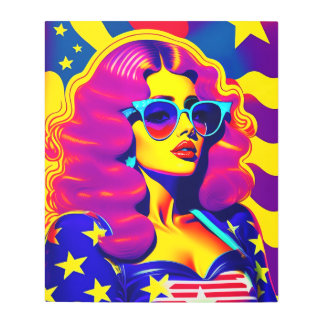 Impresión En Metal Sensación Chica Vintage Psicodelia Groovy Stars