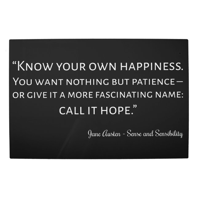 Impresión En Metal Sense And Sensibility Quote I (Anverso)