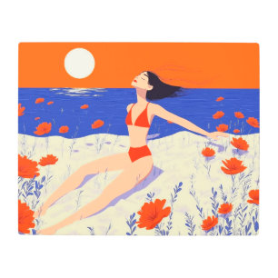 Impresión En Metal Serene Seascape con mujer